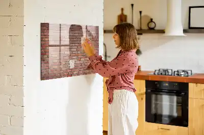 Tableau magnétique avec feutre motif mur de briques