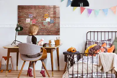 Tableau magnétique avec feutre motif mur de briques