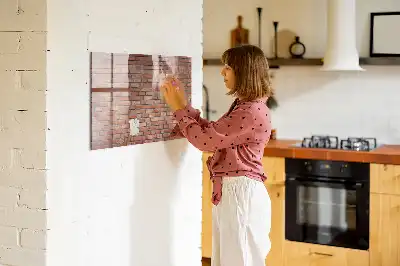 Tableau magnétique avec feutre motif mur de briques