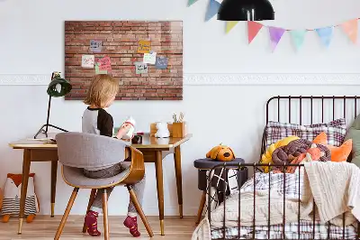 Tableau magnétique avec feutre motif mur de briques