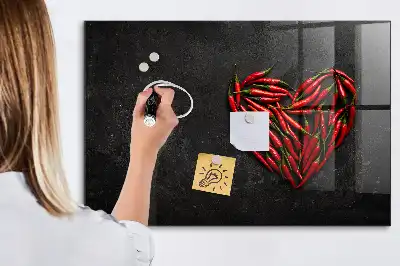 Tableau magnétique avec feutre motif cœur de piments
