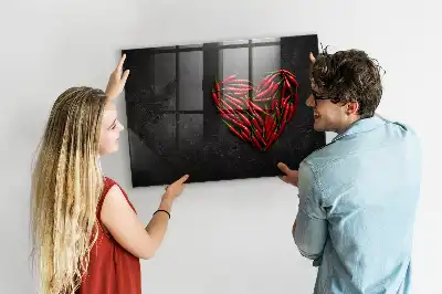 Tableau magnétique avec feutre motif cœur de piments