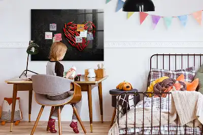 Tableau magnétique avec feutre motif cœur de piments