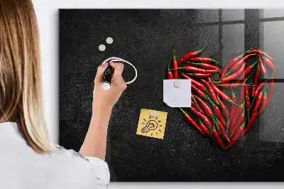 Tableau magnétique avec feutre motif cœur de piments