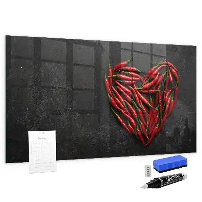 Tableau magnétique avec feutre motif cœur de piments