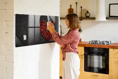 Tableau magnétique avec feutre motif cœur de piments