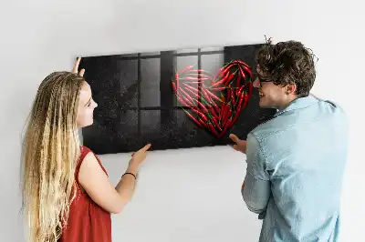 Tableau magnétique avec feutre motif cœur de piments