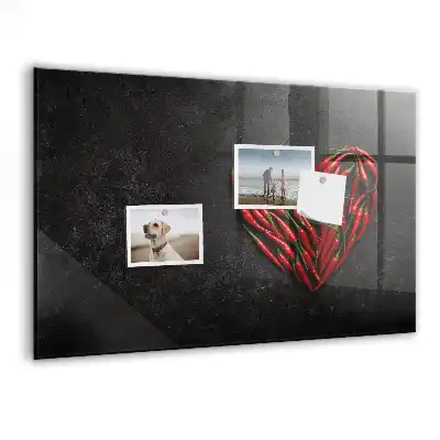 Tableau magnétique avec feutre motif cœur de piments
