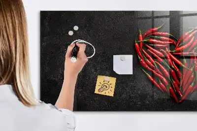 Tableau magnétique avec feutre motif cœur de piments