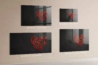 Tableau magnétique avec feutre motif cœur de piments
