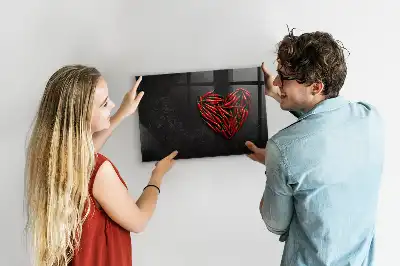 Tableau magnétique avec feutre motif cœur de piments