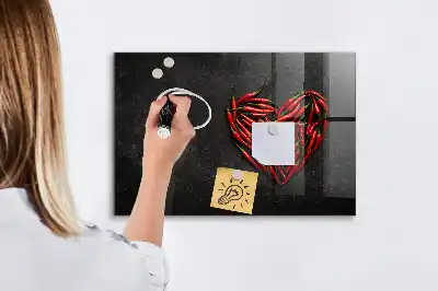 Tableau magnétique avec feutre motif cœur de piments