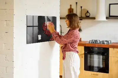 Tableau magnétique avec feutre motif cœur de piments