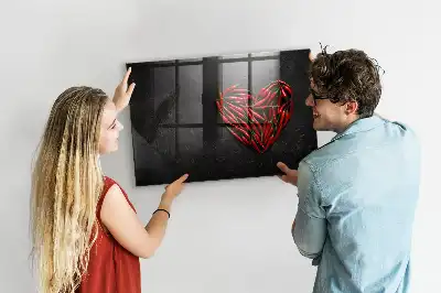 Tableau magnétique avec feutre motif cœur de piments