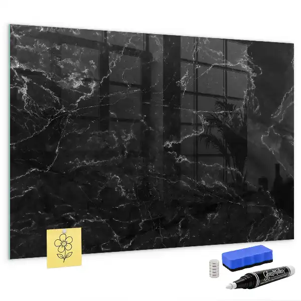 Tableau magnétique effaçable à sec marbre noir