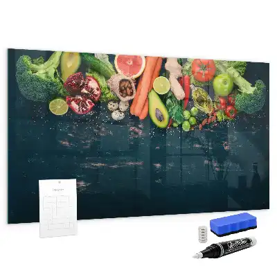 Tableau magnétique avec feutre motif légumes sur la table