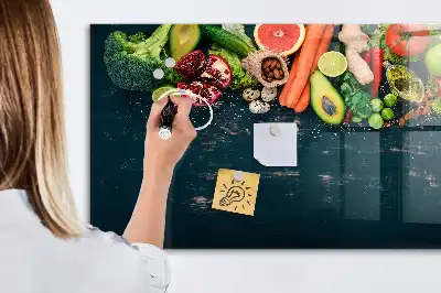Tableau magnétique avec feutre motif légumes sur la table