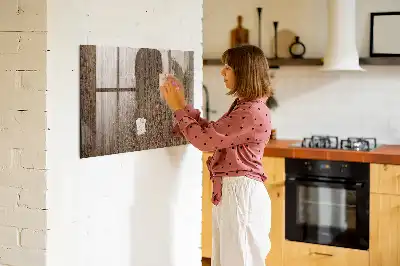 Tableau magnétique effaçable à sec en bois sombre