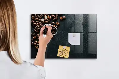 Tableau magnétique effaçable à sec motif grains de café