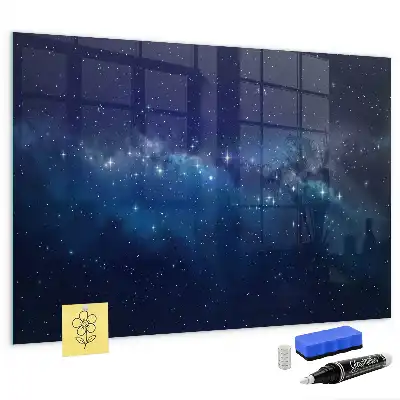 Tableau magnétique effaçable à sec motif ciel sombre et étoiles