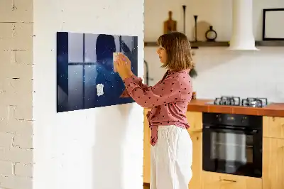 Tableau magnétique effaçable à sec motif ciel sombre et étoiles
