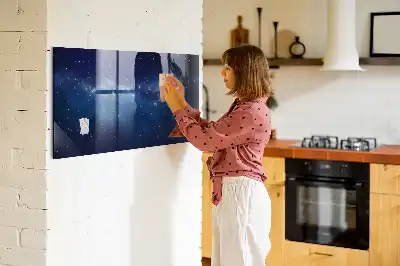 Tableau magnétique effaçable à sec motif ciel sombre et étoiles