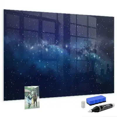 Tableau magnétique effaçable à sec motif ciel sombre et étoiles