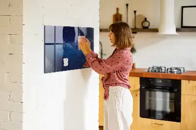 Tableau magnétique effaçable à sec motif ciel sombre et étoiles