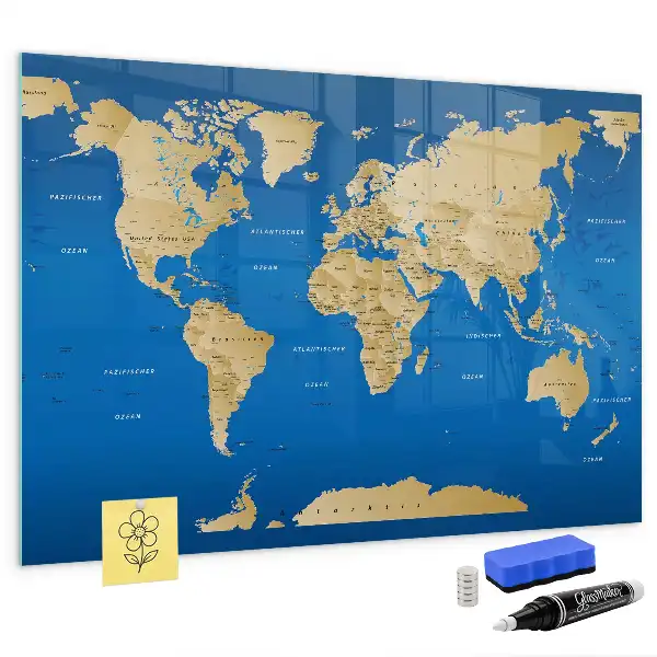 Tableau magnétique avec feutre modèle monde