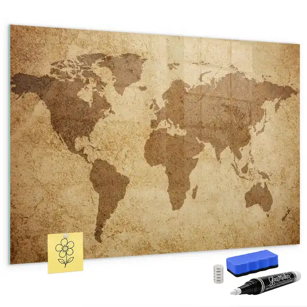 Carte du monde vintage tableau magnétique effaçable à sec