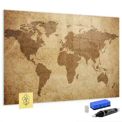 Carte du monde vintage tableau magnétique effaçable à sec