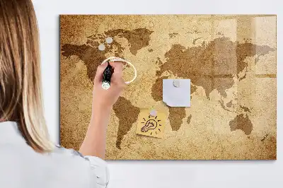 Carte du monde vintage tableau magnétique effaçable à sec