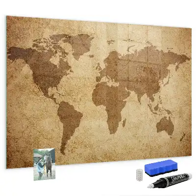 Carte du monde vintage tableau magnétique effaçable à sec