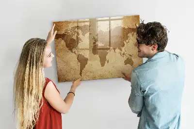 Carte du monde vintage tableau magnétique effaçable à sec
