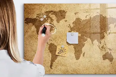 Carte du monde vintage tableau magnétique effaçable à sec