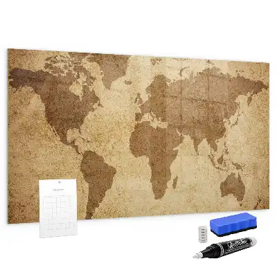 Carte du monde vintage tableau magnétique effaçable à sec