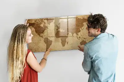 Carte du monde vintage tableau magnétique effaçable à sec