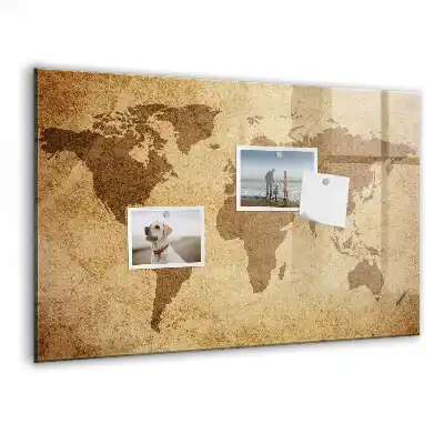 Carte du monde vintage tableau magnétique effaçable à sec