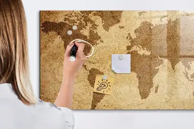 Carte du monde vintage tableau magnétique effaçable à sec