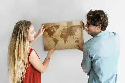 Carte du monde vintage tableau magnétique effaçable à sec