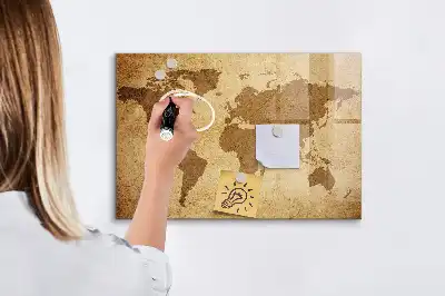 Carte du monde vintage tableau magnétique effaçable à sec