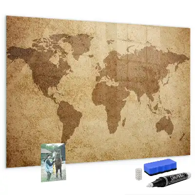 Carte du monde vintage tableau magnétique effaçable à sec