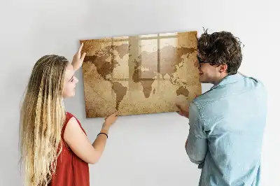 Carte du monde vintage tableau magnétique effaçable à sec