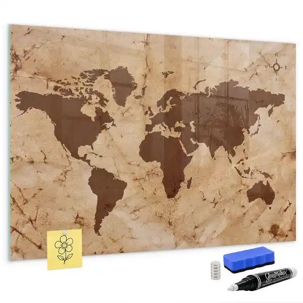 Carte du monde vintage tableau magnétique avec feutre