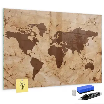 Carte du monde vintage tableau magnétique avec feutre