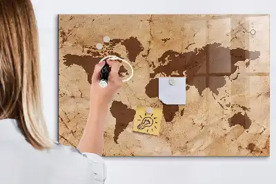 Carte du monde vintage tableau magnétique avec feutre