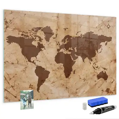 Carte du monde vintage tableau magnétique avec feutre