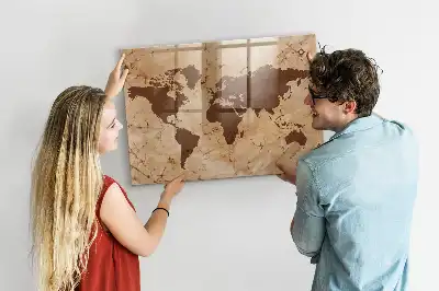 Carte du monde vintage tableau magnétique avec feutre