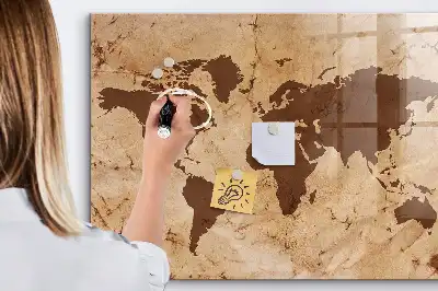Carte du monde vintage tableau magnétique avec feutre