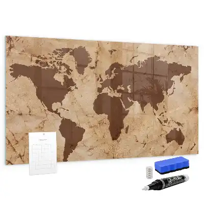 Carte du monde vintage tableau magnétique avec feutre